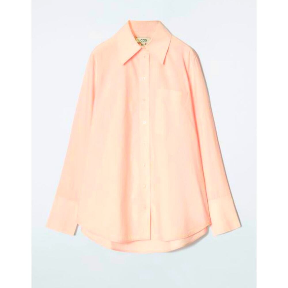 COS Oversized Cotton Poplin Button Down Shirt M Peach Minimalist Quiet Luxury